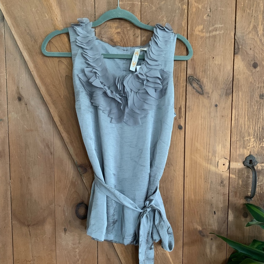 Grey Ruffle/Flutter Detail Tank